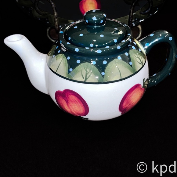 Vintage Nantucket Home Kitchenware Set: Teapot & Oval Platter in Apple Pattern - Picture 4 of 10